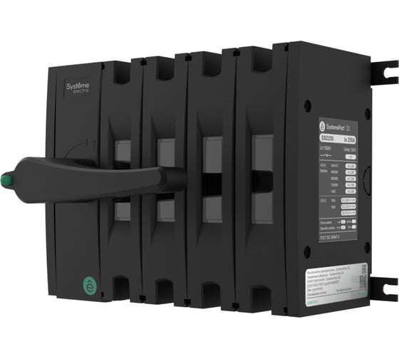 Изображение товара Выключатель-разъединитель Systeme Electric SYSTEMEPACT SD250 4P, 200A, рукоятка слева фронт рукоятка заказывается отдельно SSD02504LF0200
