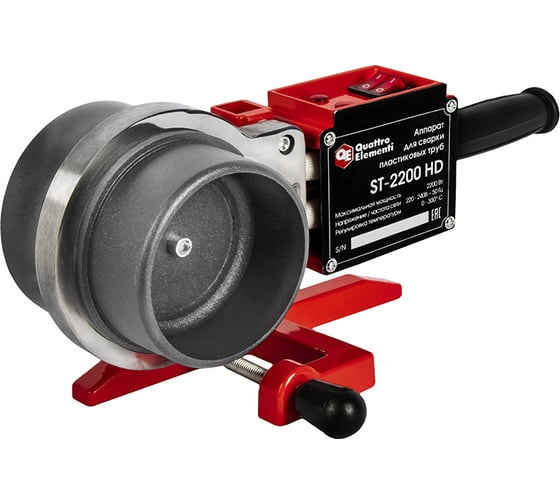 Изображение товара Сварочный аппарат д/пласт. труб QUATTRO ELEMENTI ST-2200 HD профессиональный (2,2 кВт, 50-110 мм, усиленный кейс) 920-193