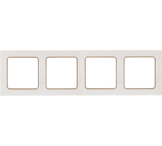 Изображение товара Рамка EKF, Стокгольм, 4-местная белая с линией цвета шампань PROxima EAM-G-303-20