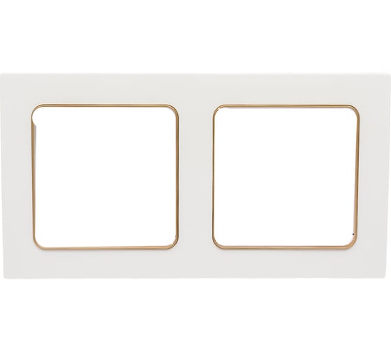 Изображение товара Рамка EKF, Стокгольм, 2-местная, белая с линией цвета шампань PROxima EYM-G-303-10