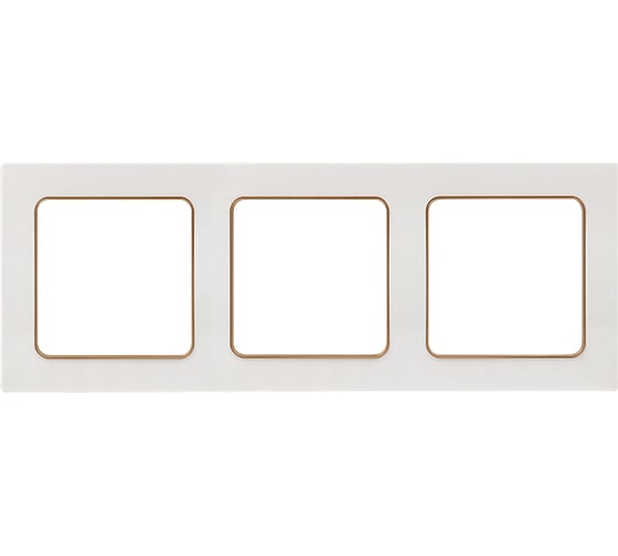 Изображение товара Рамка EKF, Стокгольм, 3-местная, белая с линией цвета шампань PROxima EAM-G-302-20