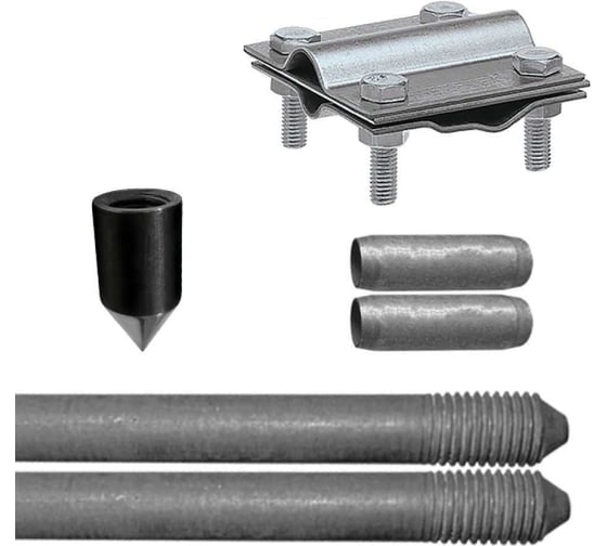 Изображение товара Вертикальный заземлитель Ezetek из круглой оцинкованной стали (3 метра, 16 мм, 2x1500 мм) 90138