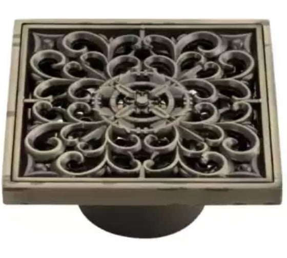 Изображение товара Трап ООО ПКФ Сварком д= 50 вертикальный латунный, решетка под бронзу 100x100, Сухой затвор СанТех s048616