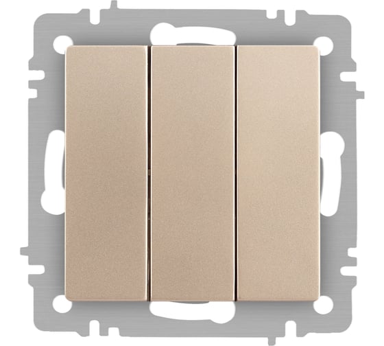 Изображение товара Выключатель Intro Accent 610604 тройной, 10А250В, IP20, СУ, AL/CU, шампань Б0063538