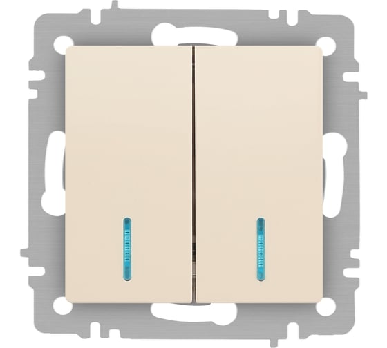 Изображение товара Выключатель Intro Accent 610502 двойной с подсветкой, 10А250В, IP20, СУ, AL/CU, слоновая кость Б0063509