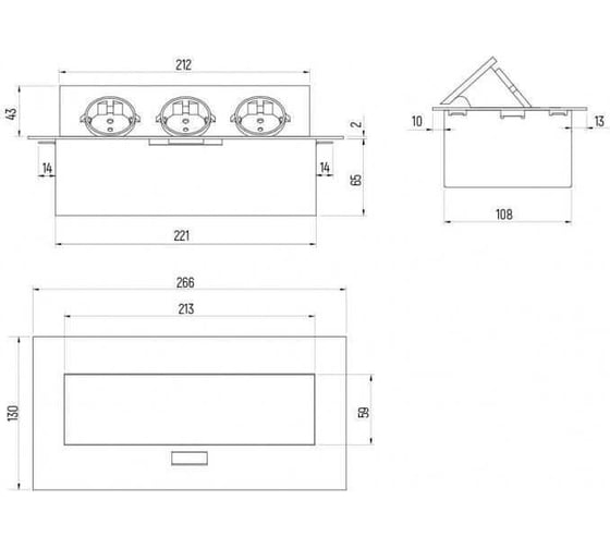 Изображение товара Выдвижной встраиваемый розеточный блок SETE на 3 EURO розетки SBT-03-80