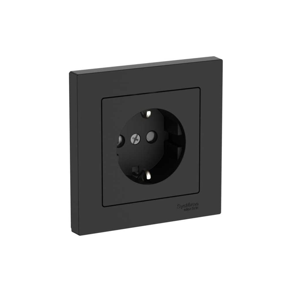Изображение товара Розетка Systeme Electric ATLASDESIGN с заземлением и защитными шторками 16А, встраиваемая