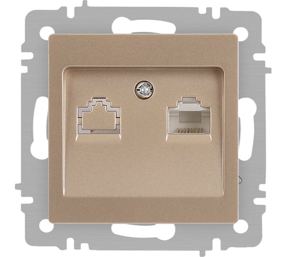 Изображение товара Розетка Intro Accent 6-303-04 информационная RJ45, IP20, СУ, шампань Б0063632