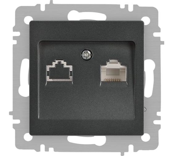 Изображение товара Розетка Intro Accent 6-303-07 информационная RJ45, IP20, СУ, графит Б0063638