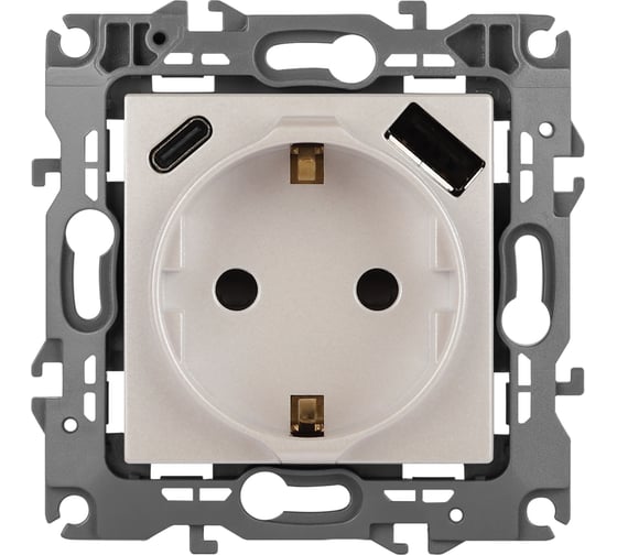 Изображение товара Розетка ЭРА Серия 12 12-4108-15 2PE 16A250В со шторками с USB typeAC 5В3А перламутр Б0067767