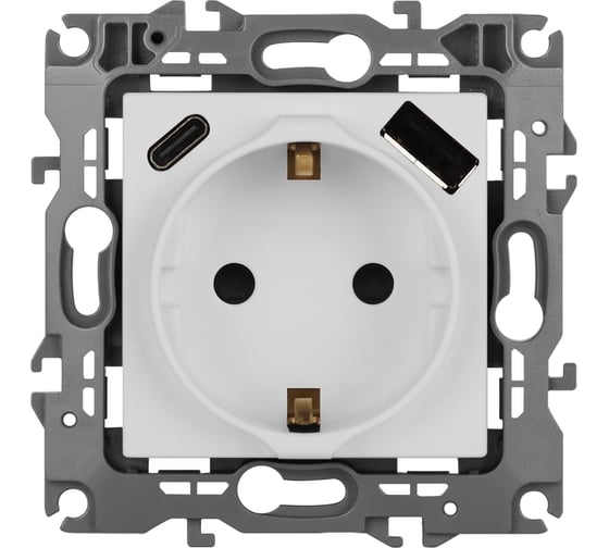 Изображение товара Розетка ЭРА Серия 12 12-4108-01М 2PE 16A250В со шторками с USB typeAC 5В3А белый матовый Б0067711