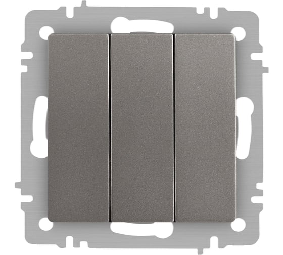 Изображение товара Выключатель Intro Accent 610609 тройной, 10А250В, IP20, СУ, AL/CU, титан Б0063549