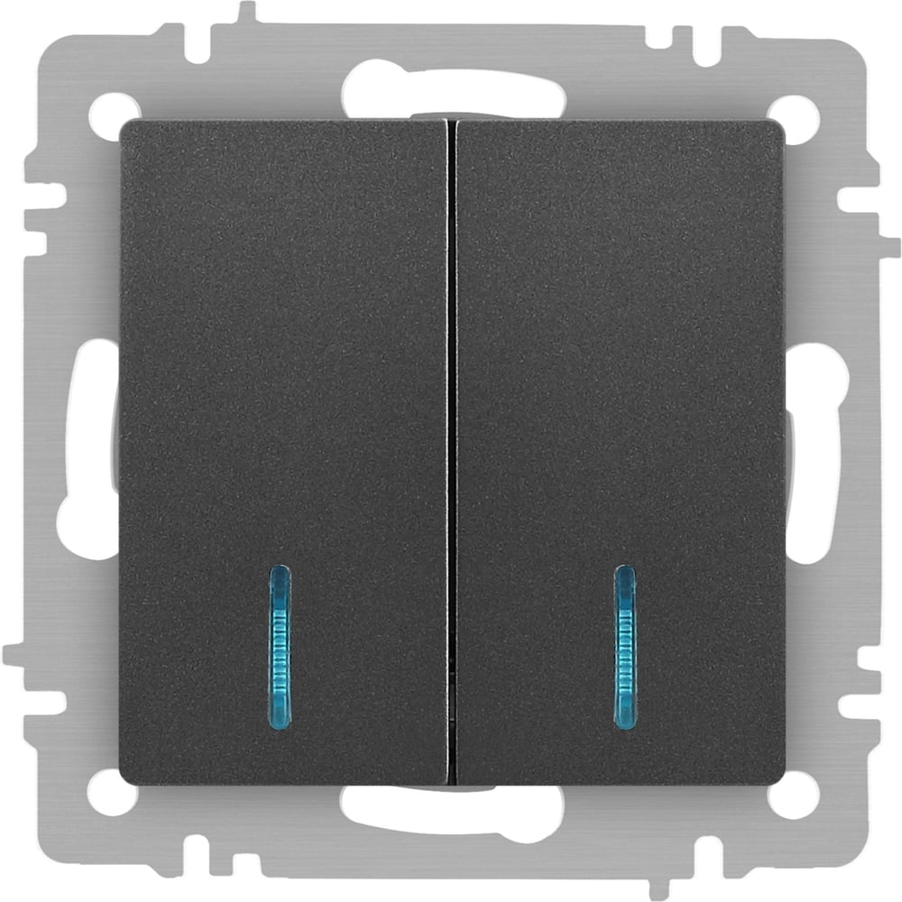 Изображение товара Выключатель двойной с подсветкой Intro Accent 610507, IP20, 10А, графит