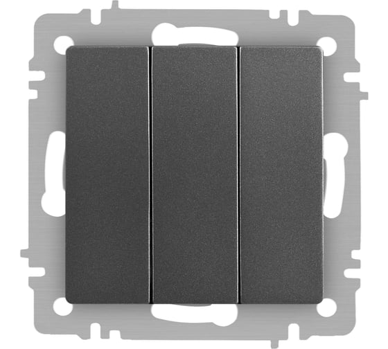 Изображение товара Выключатель Intro Accent 610607 тройной, 10А250В, IP20, СУ, AL/CU, графит Б0063544