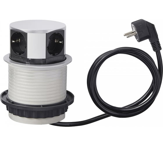 Изображение товара Выдвижной встраиваемый розеточный блок GTV на 4 EURO розетки AE-BPW4S100-53