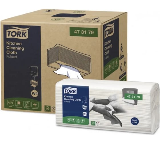 Изображение товара Нетканый материал для кухни Tork категория качества Premium, 1-слой, белый, 75 шт 473179