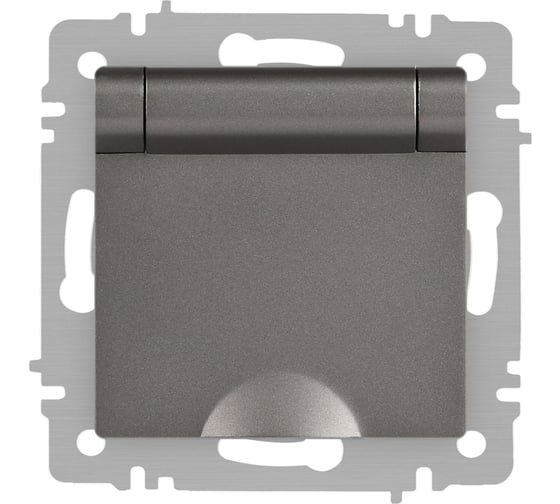 Изображение товара Розетка Intro Accent 620309 2PE Schuko с крышкой, 16А250В, IP20, скрытой установки, AL/CU, титан Б0063471