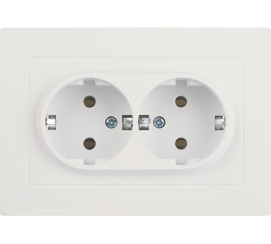 Изображение товара Розетка Intro Accent 620501М 2x2PE Schuko, 16А250В, IP20, скрытой установки, AL/CU, белый матовый Б0063487