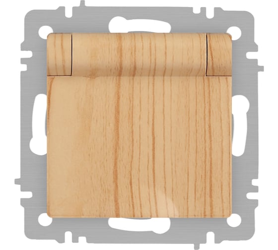 Изображение товара Розетка Intro Accent 620311 2PE Schuko с крышкой, 16А250В, IP20, скрытой установки, AL/CU, сосна Б0063479