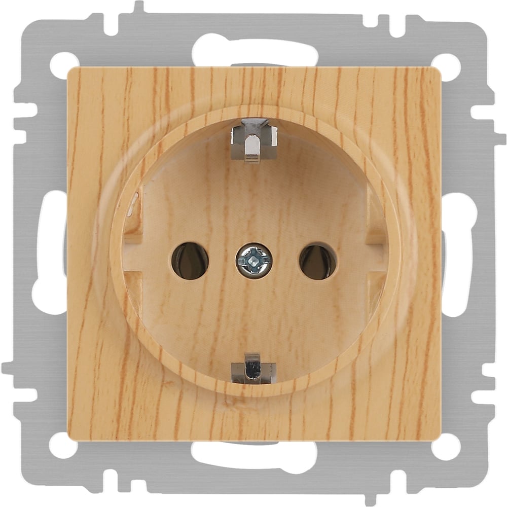 Изображение товара Розетка Intro Accent 620211 2PE Schuko с заземлением пластиковая в цвете сосна