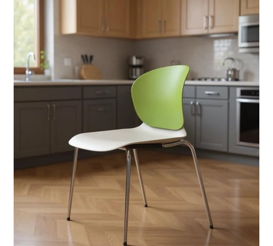 Изображение товара Стул ООО "Фотон" СИННАБОН зеленый/белый/хром LCH-10