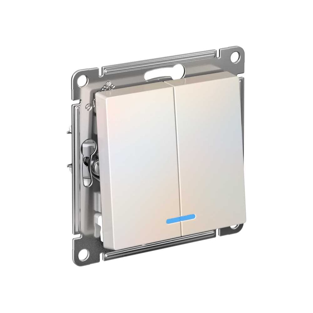 Изображение товара Механизм 2-клавишного выключателя Systeme Electric ATLASDESIGN с подсветкой жемчуг