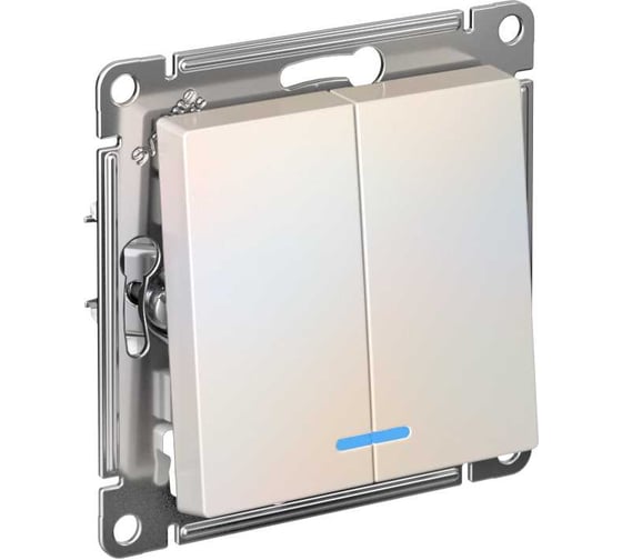 Изображение товара Механизм 2-клавишного выключателя Systeme Electric ATLASDESIGN с подсветкой, сх.5а, 10АХ, быстрозажимная клемма, жемчуг ATN000453S