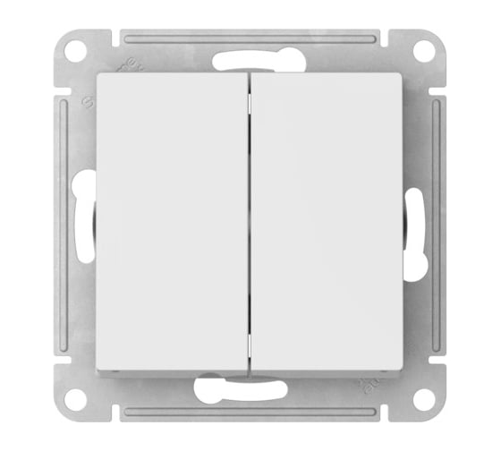 Изображение товара 2-клавишный переключатель Systeme Electric ATLASDESIGN, сх.6/2, 10 АХ, мех., быстрозажимная клемма, БЕЛЫЙ ATN000165S