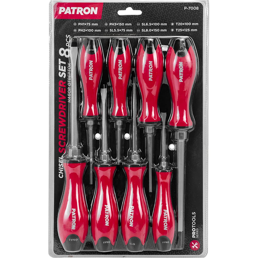 Изображение товара Набор отверток Patron 7 предметов P-7008(64832) ударные с держателем