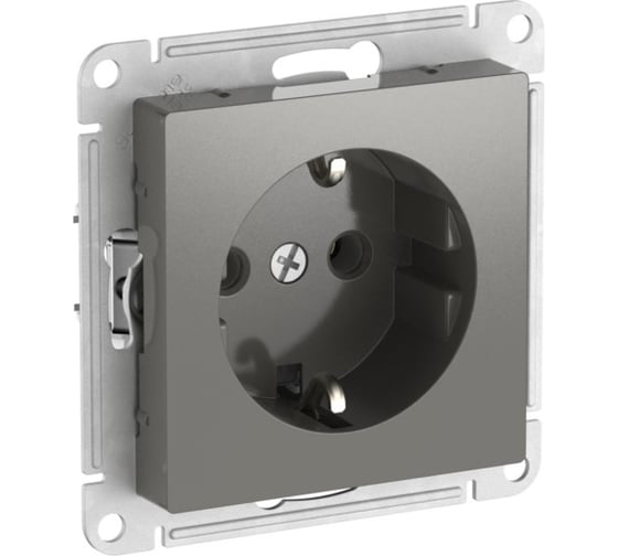 Изображение товара Розетка Systeme Electric ATLASDESIGN с заземлением, 16А, мех., быстрозажим. клем., СТАЛЬ ATN000943S