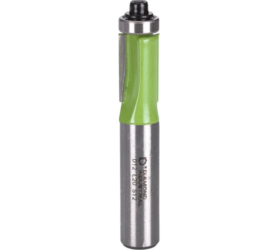 Изображение товара Фреза кромочная прямая (обгонная) с нижним подшипником 12x20 мм S=12 мм Z=2 Diamond Industrial DIDFROK121220