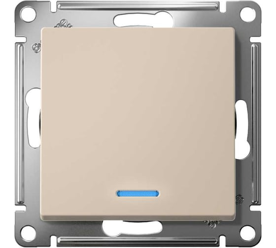 Изображение товара 1-клавишный выключатель с подсветкой Systeme Electric ATLASDESIGN, сх.1а, 10АХ, мех., быстрозажимные клеммы, песочный ATN001213S