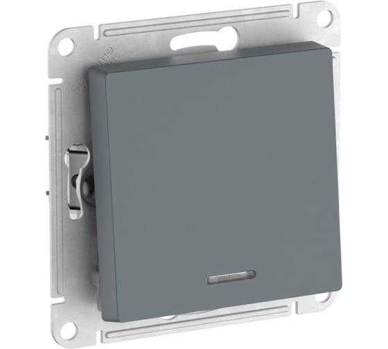 Изображение товара 1-клавишный выключатель с подсветкой Systeme Electric ATLASDESIGN, сх.1а, 10АХ, мех., быстрозажимные клеммы, грифель ATN000713S