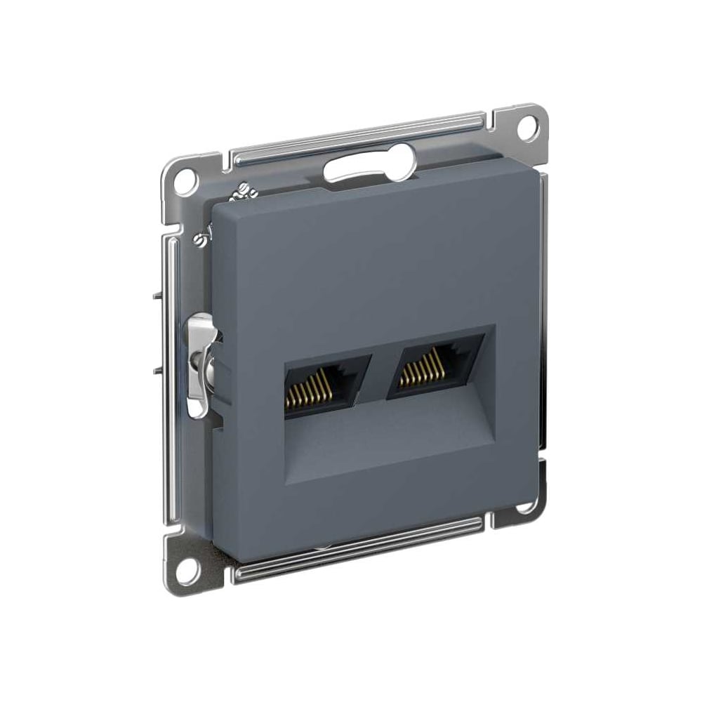 Изображение товара Розетка Systeme Electric ATLASDESIGN двойная RJ45 категория 6А встраиваемый механизм грифель черный