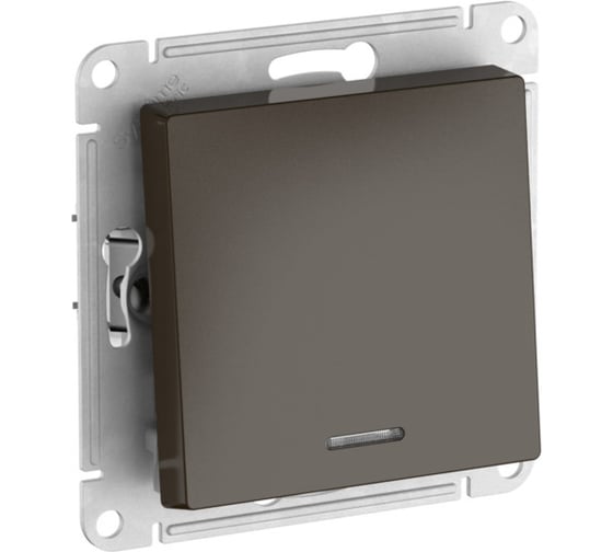 Изображение товара 1-клавишный выключатель с подсветкой Systeme Electric ATLASDESIGN, сх.1а, 10АХ, мех., быстрозажимные клеммы, мокко ATN000613S