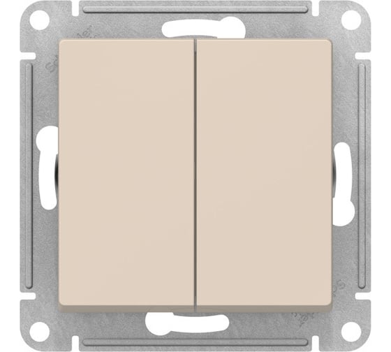 Изображение товара 2-клавишный переключатель Systeme Electric GLOSSA, сх.6/2, 10АХ, мех., быстрозажимные клеммы, бежевый GSL000265S
