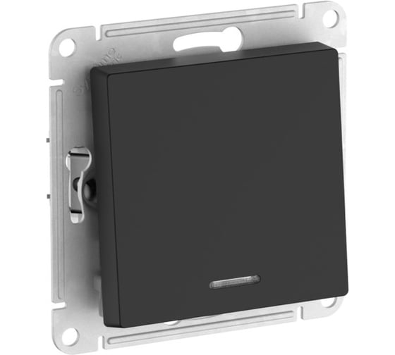 Изображение товара 1-клавишный переключатель с подсветкой Systeme Electric ATLASDESIGN, сх.6а, 10АХ, мех., быстрозажимные клеммы, карбон ATN001063S