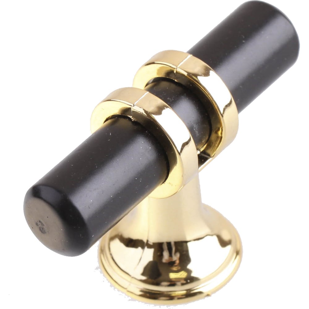 Изображение товара Ручка кнопка Стройбат штырь, алюминий, черный/мат.золото коробка (1 000 шт) 418213