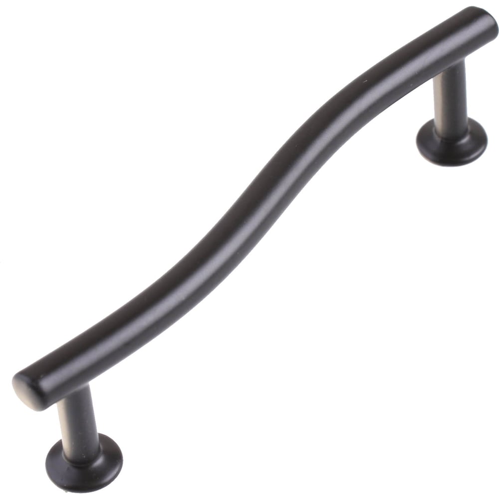 Изображение товара Ручка скоба изогнутая из алюминия 96 мм черная современная для корпусной мебели