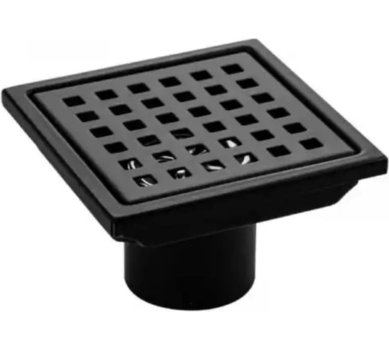 Изображение товара Трап ООО ПКФ Сварком д= 50 вертикальный нерж. сталь, решетка 100x100, сух.затвор, черный СанТех s066951