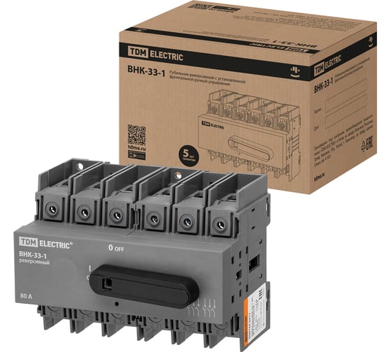 Изображение товара Рубильник TDM ELECTRIC ВНК-33-1 3П, 80 А, реверсивный SQ0744-0417
