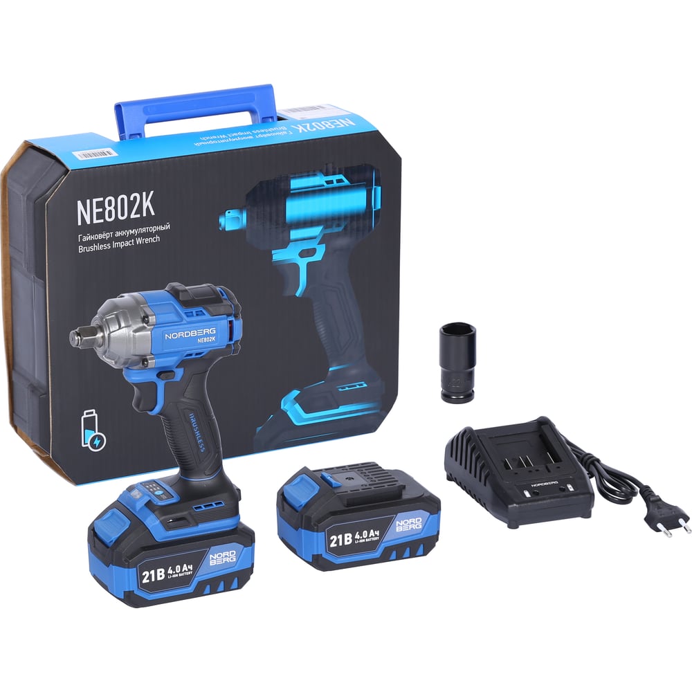 Изображение товара Аккумуляторный гайковерт NORDBERG 1/2 21В 500 Нм кейс б/аккум