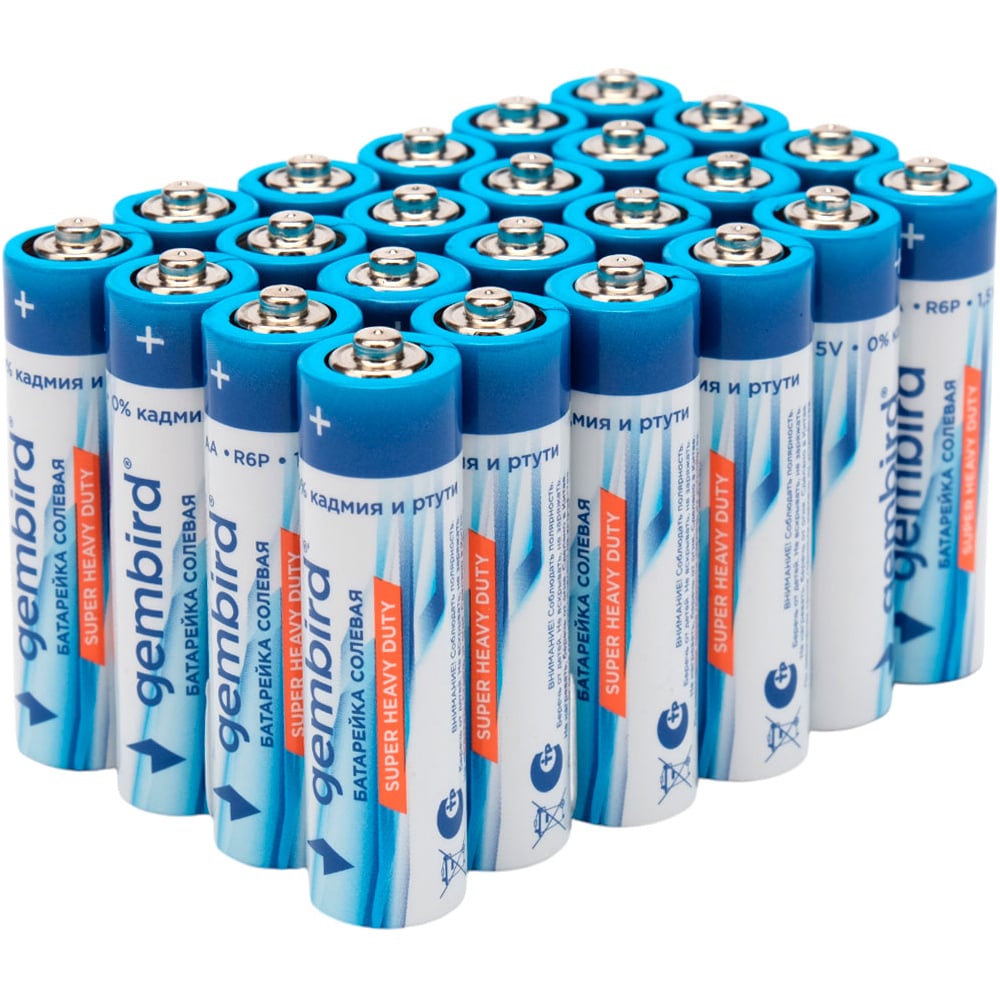 Изображение товара Батарейки Gembird солевые AA 24 шт в коробке Надежный источник питания