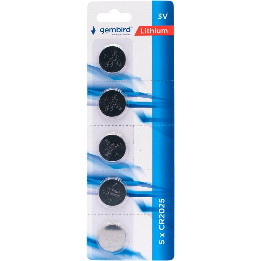 Изображение товара Батарейки Gembird литиевые CR2025 5шт в блистере