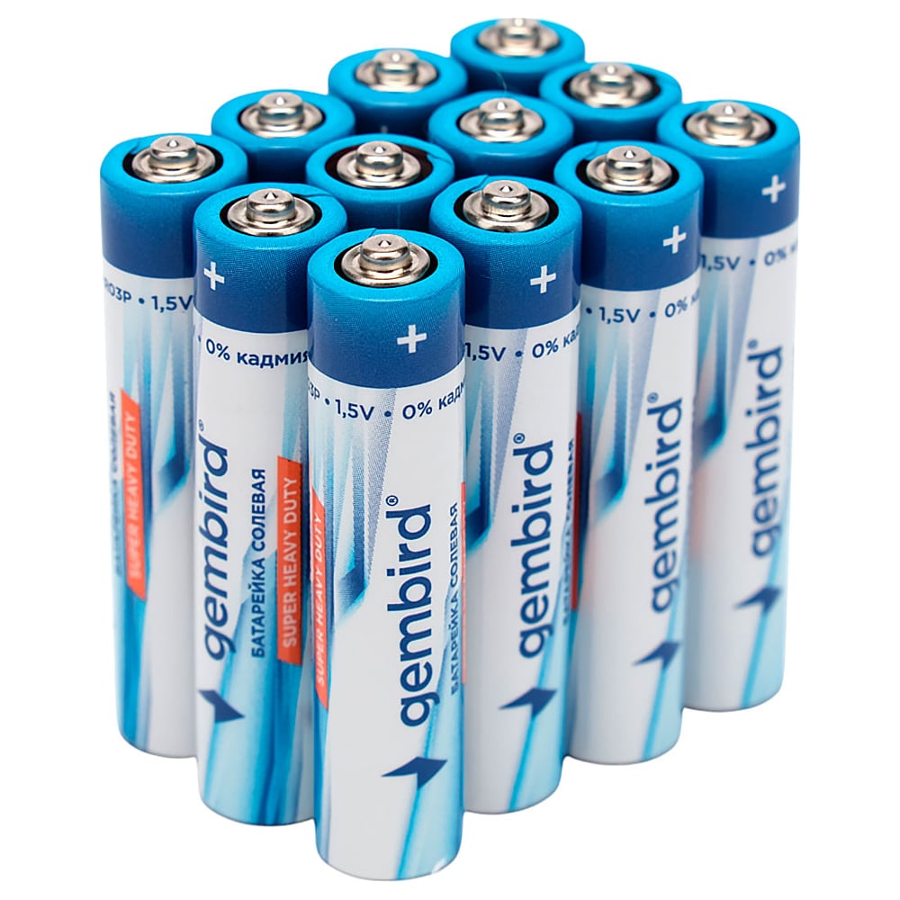 Изображение товара Батарейки Gembird солевые AAA 12 шт - надежный источник питания