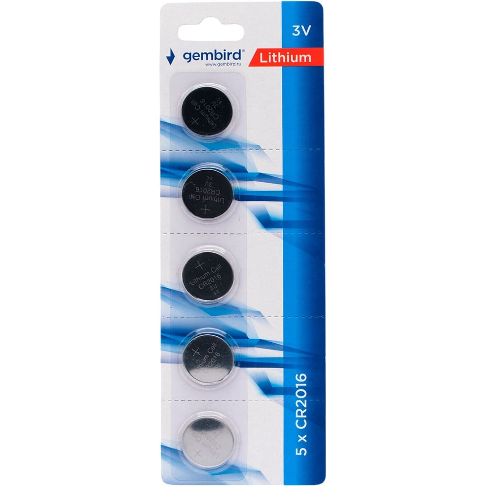 Изображение товара Батарейки Gembird литиевые CR2016 5 шт блистер GB-CR2016-5B