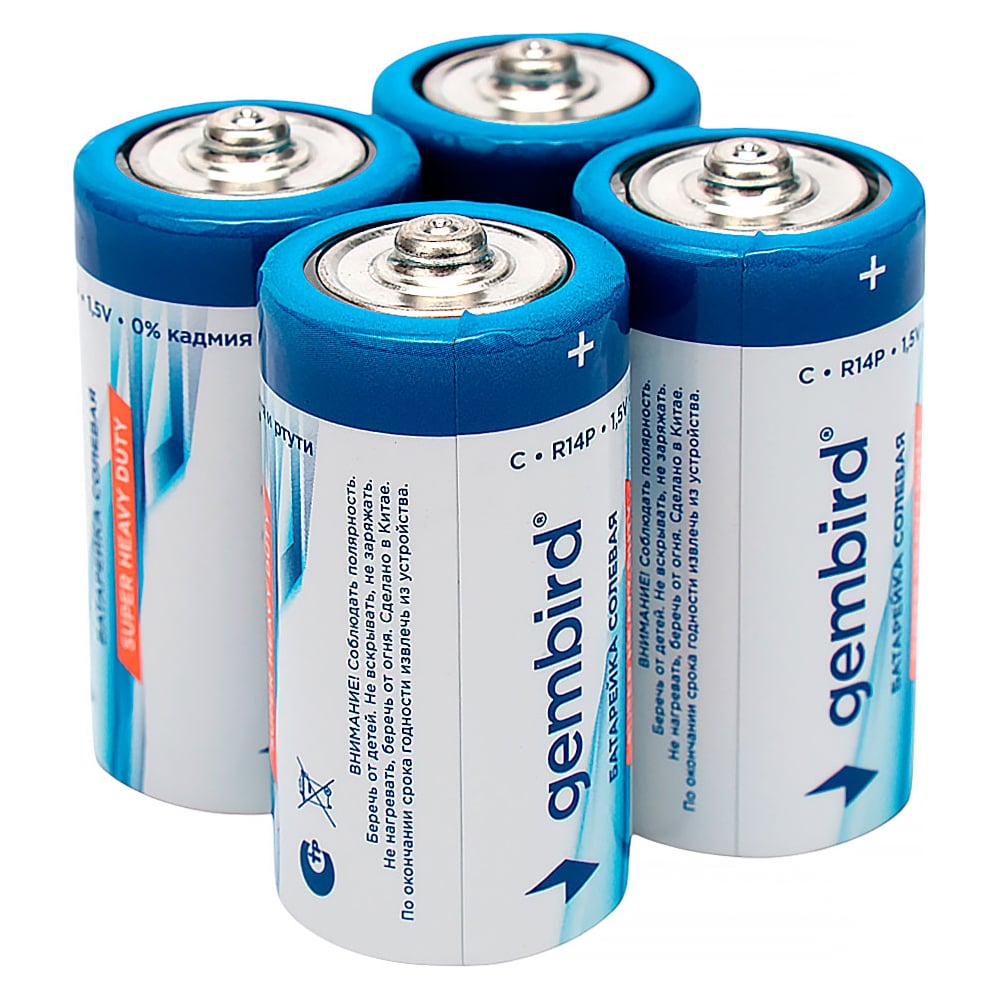 Изображение товара Батарейки Gembird солевые тип C R14P 4 шт в картонной коробке