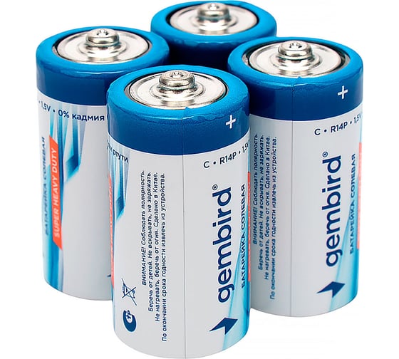 Изображение товара Батарейки Gembird солевые, тип С(R14P), 4шт, коробка, GB-R14P-4B