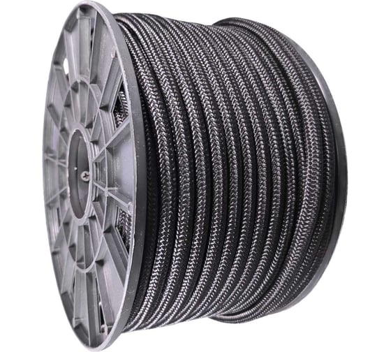 Изображение товара Плетеный полипропиленовый шнур ООО Оптхозторг 10 мм, 50 м, черный 110150