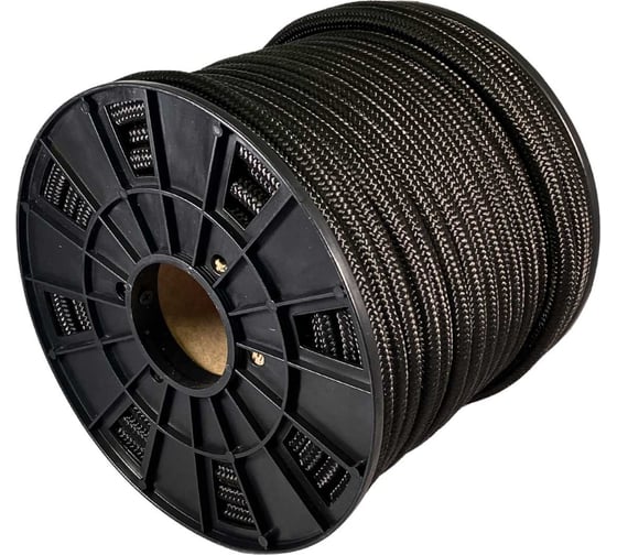 Изображение товара Плетеный полипропиленовый шнур ООО Оптхозторг 12 мм, 50 м, черный 112150